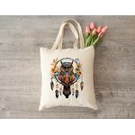 attrape rêve hibou plumes fleurs transfert thermocollant impression dtf flex textile sac shopping plage mains sport