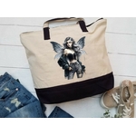 femme ailes elfe transfert thermocollant impression dtf flex textile sac shopping mains plage sport