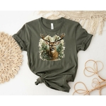 cerf feuilles forêt transfert thermocollant impression dtf flex textile tshirt homme femme enfant pull sweat blouson veste jeans
