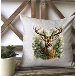cerf feuilles forêt transfert thermocollant impression dtf flex textile coussin oreiller objet accessoire déco