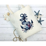 ancre ruban fleurs transfert thermocollant impression dtf flex textile sac shopping plage sport mains