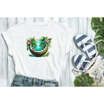 noix coco paysage fleurs transfert thermocollant impression dtf flex textile t-shirt femme enfant homme sweat pull veste jeans