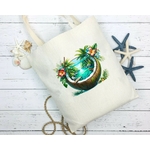 noix coco paysage fleurs transfert thermocollant impression dtf flex textile sac shopping plage mains courses sport accessoires déco