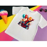 spiderman aniverssaire ballons transfert thermocollant impression dtf flex textile t-shirt enfant bébé ado sweat veste pull jogging