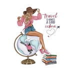 Femme Voyage Monde transfert thermocollant impression dtf flex textile
