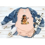 Fille Guitare Oiseaux transfert thermocollant impression dtf flex textile veste chemise jeans t-shirt femme enfant homme