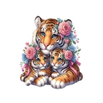 Tigre Bébés Fleurs Transfert thermocollant impression dtf flex textile