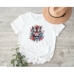 Tête Tigre Fleurs Transfert thermocollant impression dtf flex textile t-shirt femme enfant homme jeans top sweat veste pantalon