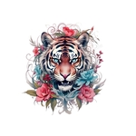 Tête Tigre Fleurs Transfert thermocollant impression dtf flex textile