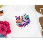 Notes Partition Papillons Transfert thermocollant impression dtf flex textile t-shirt femme enfant homme débardeur top veste sweat pull