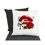 Bouche Rouge Fleur Colombe Notes Transfert thermocollant impression dtf flex textile coussin oreillers accessoires déco
