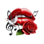 Bouche Rouge Fleur Colombe Notes Transfert thermocollant impression dtf flex textile