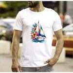 Voilier Fleurs Transfert thermocollant impression dtf flex textile t-shirt homme femme enfant sweat pull jeans veste polo