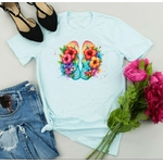 Tongs Fleurs Transfert thermocollant impression dtf flex textile t-shirt femme homme enfant sweat jeans pull veste polo pantalon
