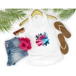 Rose Bord Plage transfert thermocollant impression dtf flex textile t-shirt femme homme enfant débardeur top sweat pull jeans veste