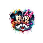 mickey minnie coeur mains transfert thermocollant impression dtf flex textile