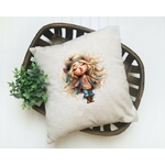 fillette hippie transfert thermocollant impression dtf flex textile coussin oreilles accessoires déco