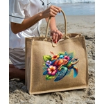 Tortue Mer Fleurs Hibiscus transfert thermocollant impression dtf flex textile sac shopping plage dos voyage