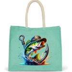 Poisson Hameçon Chapeau transfert thermocollant impression dtf flex textile sac shopping plage dos voyage mains