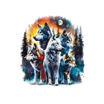 Loups Meute Forêt Neige transfert thermocollant impression dtf flex textile