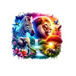 Animaux Sauvages Cascade Fleurs transfert thermocollant impression dtf flex textile