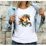 Cheval Paysage Cascade transfert thermocollant impression dtf flex textile t-shirt homme femme enfant sweat pull jeans veste