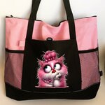 Chat Rose Chignon Bijoux transfert thermocollant impression dtf flex textile sac shopping plage dos voyage
