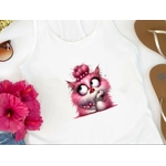 Chat Rose Chignon Bijoux transfert thermocollant impression dtf flex textile t-shirt femme enfant homme sweat pull jeans veste