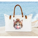Chat Chignon Bulle transfert thermocollant impression dtf flex textile sac shopping plage dos voyage mains