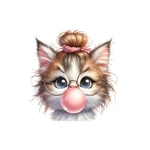 Chat Chignon Bulle transfert thermocollant impression dtf flex textile
