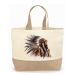 femme amérindienne plumes transfert thermocollant impression dtf flex textile sac shopping plage mains dos voyage sport