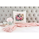 chat fleurs roses cute transfert thermocollant impression dtf flex textile coussin accessoires déco oreillers