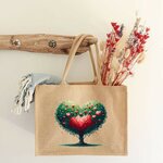 arbre coeurs transfert thermocollant impression dtf lfex textile sac shopping dos voyage plage sport mains