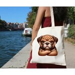 chien pas content transfert thermocollant impression dtf flex textile sac shopping plage voyage dos sport