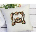 balançoire bois fleurs transfert thermocollant impression dtf flex textile coussin accessoires déco oreillers