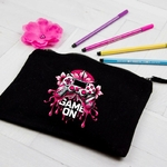 Manette Game On Rose transfert thermocollant impression dtf flex textile trousse toillette maquillage école accessoires déco