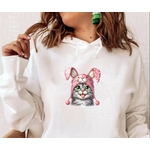 Chat Lapin Humour Transfert Thermocollant Impression DTF Flex Textile t-shirt homme femme enfant sweat top pull