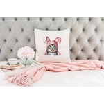 Chat Lapin Humour Transfert Thermocollant Impression DTF Flex Textile coussin oreiller accessoires déco