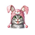 Chat Lapin Humour Transfert Thermocollant Impression DTF Flex Textile