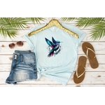 Oiseau Colibri bleu transfert thermocollant impression dtf flex textile t-shirt femme homme enfant weat pull veste jeans