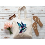 Oiseau Colibri bleu transfert thermocollant impression dtf flex textile sac shopping dos mains voyage plage sport
