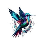 Oiseau Colibri bleu transfert thermocollant impression dtf flex textile