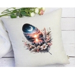 Plume Paysage Montagnes Lac Fleurs transfert thermocollant impression dtf flex textile accessoires déco oreillers coussin