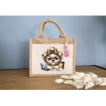 Chien Pc Café Lunettes transfert thermocollant impression dtf flex textile sac mains shopping dos plage voyage
