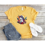 Licorne Fleurs Papillons Couleurs transfert thermocollant impression dtf flex textile t-shirt femme enfant homme sweat veste jeans débardeur pull top