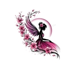 Fée Branche Fleurs transfert thermocollant impression dtf flex textile