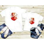 Cupidon Coeur transfert thermocollant impression dtf flex textile t-shirt femme enfant homme top sweat pull jeans veste