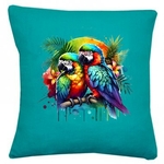 Deux Perroquets Tropique transfert thermocollant impression dtf flex textile coussin oreillers accessoires déco