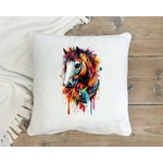 Magnifique Tête Cheval Couleurs transfert thermocollant impression dtf flex textile coussin accessoires déco oreilles