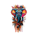 Eléphant Fleurs Feuilles Couleurs transfert thermocollant impression dtf flex textile